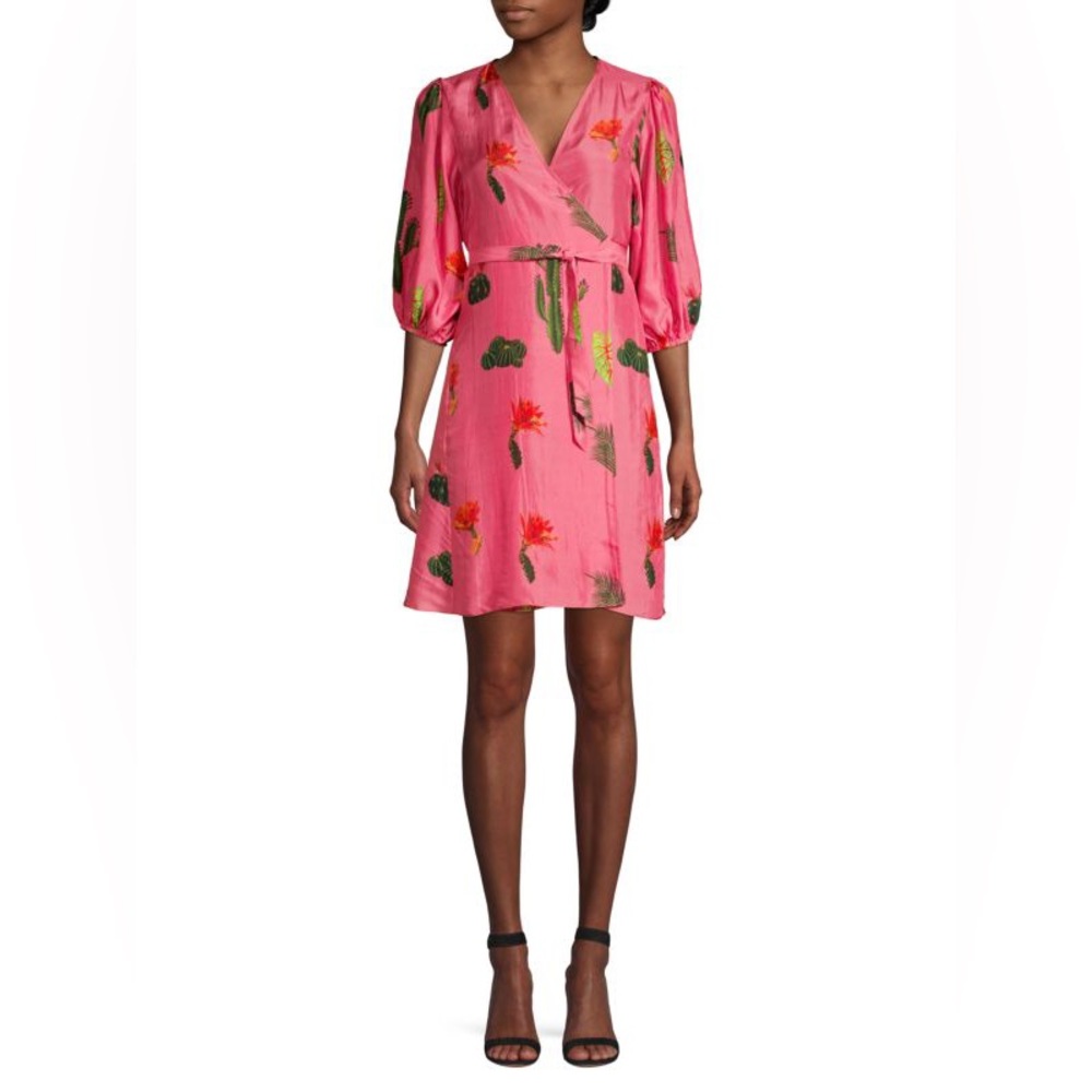 CAROLINA K Pink Cactus Silk Wrap Dress - Sz XS